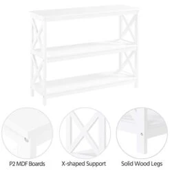 Topeakmart 42 Inch Long Console Sofa Table X Design Narrow Entryway Hallway Table W/ 3 Storage Shelves For Living Room, White -Safavieh Furnitue Shop 31PCv3CpLeL
