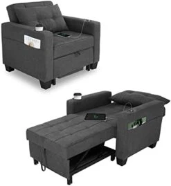 DURASPACE Futon Sofa Bed, 3 In 1 Convertible Sofa Chair Bed, Adjustable Backrest Chair, Chaise Lounge With USB Ports, Cup Holder, Side Pocket, Storage Box For Living Room (Dark Gray Linen) 22 DURASPACE Futon Sofa Bed, 3 In 1 Convertible Sofa Chair Bed, Adjustable Backrest Chair, Chaise Lounge With USB Ports, Cup Holder, Side Pocket, Storage Box For Living Room (Dark Gray Linen) -Safavieh Furnitue Shop 31QQmQ6tSEL. AC