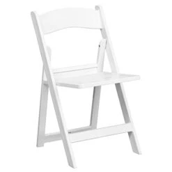 Flash Furniture 2 Pack HERCULES Series 1000 Lb. Capacity White Resin Folding Chair With Slatted Seat