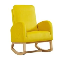 Setawix Rocking Chair For Nursery, Midcentury Modern Accent Rocker Armchair With Side Pocket, Upholstered High Back Wooden Rocking Chair For Living Room Baby Room Bedroom (Yellow - Velvet) 18 Setawix Rocking Chair For Nursery, Midcentury Modern Accent Rocker Armchair With Side Pocket, Upholstered High Back Wooden Rocking Chair For Living Room Baby Room Bedroom (Yellow - Velvet) -Safavieh Furnitue Shop 31RCOr8hkmL