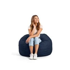 Big Joe Fuf Medium Foam Filled Bean Bag Chair With Removable Cover, Cobalt Lenox, 3ft Big