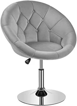 Yaheetech Round Tufted Back Chair Living Room Chair Contemporary Height Adjustable Vanity Chair 360° Swivel Accent Chair Modern Look, White -Safavieh Furnitue Shop 31RwObU32fL. AC