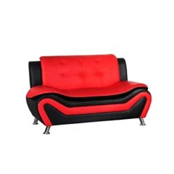 Home Square Living Room Furniture Set, 2 Piece Modern Faux Leather Couch Loveseat Arm Chairs Lounge Club Chair, Solid Wood Frame, Red Black 6 Home Square Living Room Furniture Set, 2 Piece Modern Faux Leather Couch Loveseat Arm Chairs Lounge Club Chair, Solid Wood Frame, Red Black -Safavieh Furnitue Shop 31SzEAjdfXL 1