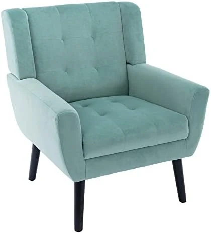 Dolonm Midcentury Modern Accent Chair With Arms, Upholstered Fabric Reading Side Chair Tufted Back Decorative Wingback Chair For Living Room Bedroom (Light Grey) 13 Dolonm Midcentury Modern Accent Chair With Arms, Upholstered Fabric Reading Side Chair Tufted Back Decorative Wingback Chair For Living Room Bedroom (Light Grey) - Image 13