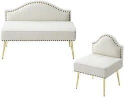 Homtique Velvet Loveseat & Accent Chair 3 Piece Set, Modern Upholstered Living Room Furniture Set, Armless Loveseat Settee With Gold Metal Legs, For Small Space, Bedroom, Apartment, Orange 19 Homtique Velvet Loveseat & Accent Chair 3 Piece Set, Modern Upholstered Living Room Furniture Set, Armless Loveseat Settee With Gold Metal Legs, For Small Space, Bedroom, Apartment, Orange -Safavieh Furnitue Shop 31TVkELSlOL. AC