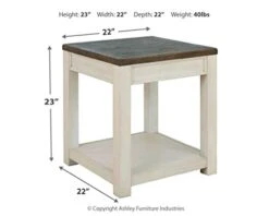 Signature Design By Ashley Bolanburg Farmhouse Square End Table With Floor Shelf, Weathered Brown & White -Safavieh Furnitue Shop 31UMMju3SYL
