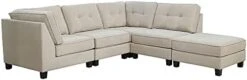 Abbyson Living Fabric Upholstered 5-Piece Modular Sectional Sofa With Coordinating Ottoman, Ivory -Safavieh Furnitue Shop 31Up4RiEyjS. AC
