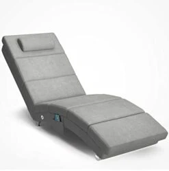 YOLENY Massage Chaise Lounge,Electric Recliner Heated Chair,Ergonomic Indoor Chair, Modern Long Lounger For Office Or Living Room,Linen&Grey -Safavieh Furnitue Shop 31V7e4QBiwL