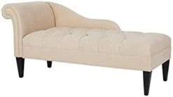 Jennifer Taylor Home Harrison Tufted Roll Arm Chaise Lounge, Jet Black 65D X 28W X 31H In -Safavieh Furnitue Shop 31VibAqbaML. AC