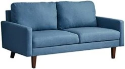 INSTORY Linen Sofa Set Modern Sofa & Loveseat Set 2 Piece Couch Set With Wooden Legs For Living Room, Office, Bedroom - Dark Blue -Safavieh Furnitue Shop 31XJZOelXcL. AC