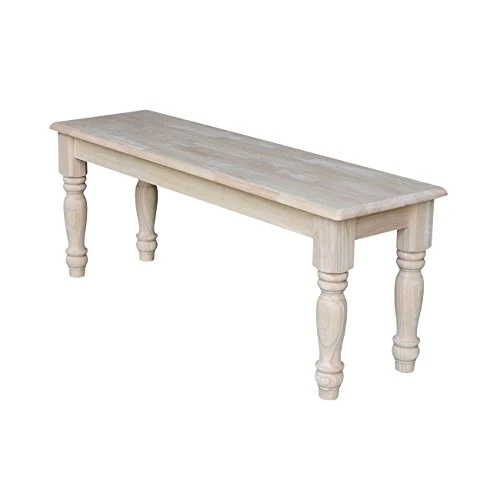 International Concepts Farmhouse Bench, Unfinished & Concepts Accent Table, 14 L X 16 W X 20 H Inches, Unfinished 2 International Concepts Farmhouse Bench, Unfinished & Concepts Accent Table, 14 L X 16 W X 20 H Inches, Unfinished - Image 2