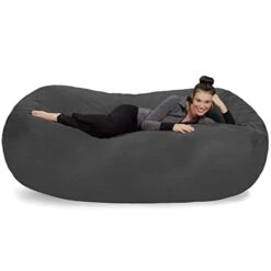 Sofa Sack - Plush Bean Bag Sofas With Super Soft Microsuede Cover - XL Memory Foam Stuffed Lounger Chairs For Kids, Adults, Couples - Jumbo Bean Bag Chair Furniture - Charcoal 7.5'