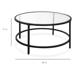 Best Choice Products 36in Modern Round Tempered Glass Accent Side Coffee Table For Living Room, Dining Room, Tea, Home Décor W/Metal Frame, Non-Marring Foot Caps - Black -Safavieh Furnitue Shop 31YtyKTF6CL