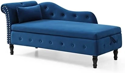 RARZOE Tufted Velvet Chaise Lounge Indoor With Storage, Upholstered Rolled Arm Chaise Lounges Indoor Chair, Right Arm Facing Chaise Lounge With Nailhead Trim For Living Room Bedroom Office,White 10 RARZOE Tufted Velvet Chaise Lounge Indoor With Storage, Upholstered Rolled Arm Chaise Lounges Indoor Chair, Right Arm Facing Chaise Lounge With Nailhead Trim For Living Room Bedroom Office,White - Image 10