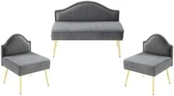 Homtique Velvet Loveseat & Accent Chair 3 Piece Set, Modern Upholstered Living Room Furniture Set, Armless Loveseat Settee With Gold Metal Legs, For Small Space, Bedroom, Apartment, Orange 25 Homtique Velvet Loveseat & Accent Chair 3 Piece Set, Modern Upholstered Living Room Furniture Set, Armless Loveseat Settee With Gold Metal Legs, For Small Space, Bedroom, Apartment, Orange -Safavieh Furnitue Shop 31bHyDCa9pL. AC