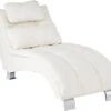 Coaster Furniture Dilleston Chaise White Faux Leather Polyurethane Chrome 550078