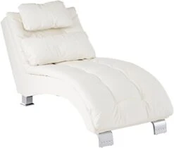 Coaster Furniture Dilleston Chaise White Faux Leather Polyurethane Chrome 550078 -Safavieh Furnitue Shop 31blixmBolL. AC