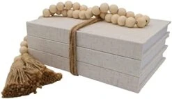 Kigan Home Linen Covered Decorative Books, Set Of 3 (Pearl White) - Fabric Covered Book Set Home Decor For Shelves, Fireplace Mantel, Coffee Table, Console/Bedside Table Or Farmhouse Tiered Tray -Safavieh Furnitue Shop 31br74b9IqL. AC