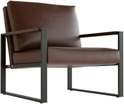 Recaceik Mid-Century Modern Leather Accent Chair, Upholstered PU Leather Chair, Lounge Living Room Chair With Metal Frame, Comfy Reading Armless Chair Home Furniture, Coffee 23 Recaceik Mid-Century Modern Leather Accent Chair, Upholstered PU Leather Chair, Lounge Living Room Chair With Metal Frame, Comfy Reading Armless Chair Home Furniture, Coffee -Safavieh Furnitue Shop 31d vcZP9JL. AC