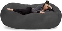 Sofa Sack - Plush Bean Bag Sofas With Super Soft Microsuede Cover - XL Memory Foam Stuffed Lounger Chairs For Kids, Adults, Couples - Jumbo Bean Bag Chair Furniture - Charcoal 7.5' 21 Sofa Sack - Plush Bean Bag Sofas With Super Soft Microsuede Cover - XL Memory Foam Stuffed Lounger Chairs For Kids, Adults, Couples - Jumbo Bean Bag Chair Furniture - Charcoal 7.5' -Safavieh Furnitue Shop 31e NdIikiL. AC