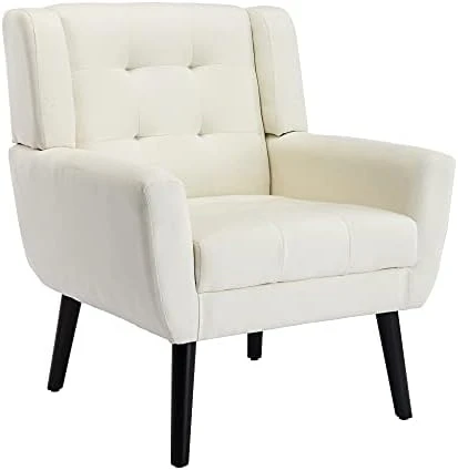 Dolonm Midcentury Modern Accent Chair With Arms, Upholstered Fabric Reading Side Chair Tufted Back Decorative Wingback Chair For Living Room Bedroom (Light Grey) 5 Dolonm Midcentury Modern Accent Chair With Arms, Upholstered Fabric Reading Side Chair Tufted Back Decorative Wingback Chair For Living Room Bedroom (Light Grey) - Image 5