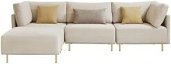 Familymill 108'' Linen L-Shaped Sectional Sofa With Removable Ottoman And 3 Pillows -Safavieh Furnitue Shop 31fxdOxWUSL. AC