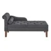 24KF Modern Upholstered Tufted Chaise Lounge Chair, Comfortable Fashional Living Room Chaise Chairs-Dark Grey