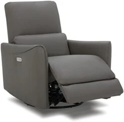 CHITA Power Recliner Swivel Glider, Upholstered Faux Leather Living Room Reclining Sofa Chair With Lumbar Support, Cognac Brown -Safavieh Furnitue Shop 31hAYmA46yL. AC