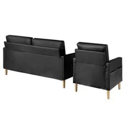 AILEEKISS Mid-Century Sectional Sofa Sets 3 Pieces Faux Leather Loveseat Couches With 2 USB Living Room Furniture Accent Arm Chairs For Small Space, Apartment, Office (1-Seater+1-Seater+3-Seater) -Safavieh Furnitue Shop 31hfXG4u2KL