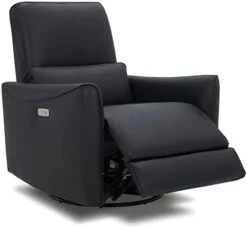 CHITA Power Recliner Swivel Glider, Upholstered Faux Leather Living Room Reclining Sofa Chair With Lumbar Support, Cognac Brown -Safavieh Furnitue Shop 31jEF8uBWsL. AC