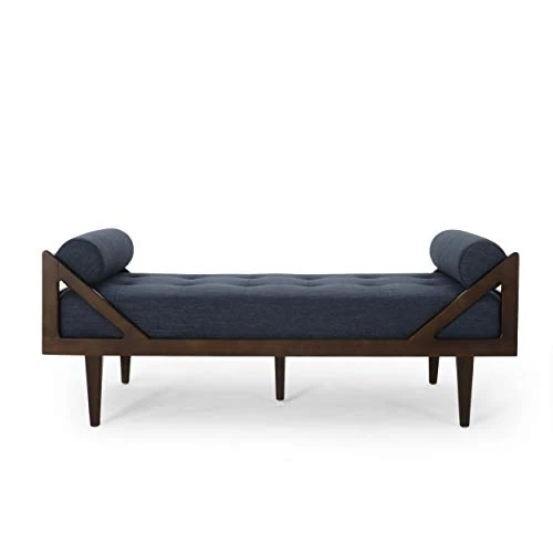 Christopher Knight Home Rayle Chaise Lounge, Wood, Navy Blue + Dark Brown 1 Christopher Knight Home Rayle Chaise Lounge, Wood, Navy Blue + Dark Brown