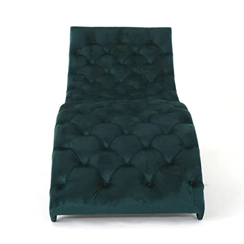 Christopher Knight Home Garret Tufted Velvet Chaise Lounge, Teal / Dark Brown 5 Christopher Knight Home Garret Tufted Velvet Chaise Lounge, Teal / Dark Brown - Image 5