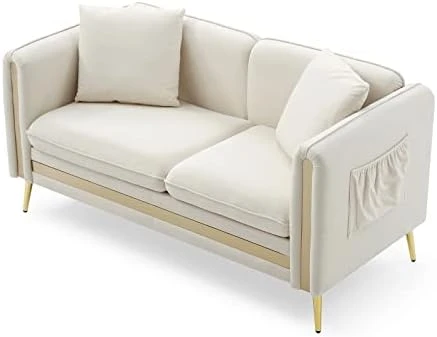 Homtique 77 Inch Upholstered Velvet Sofa Couch, Modern Sofa For Living Room With Side Pocket And 2 Pillows, Gold Metal Legs Decor Couches Furniture For Apartment/Office (Black) 12 Homtique 77 Inch Upholstered Velvet Sofa Couch, Modern Sofa For Living Room With Side Pocket And 2 Pillows, Gold Metal Legs Decor Couches Furniture For Apartment/Office (Black) - Image 12