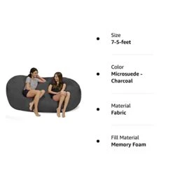 Chill Sack Memory Foam Bean Bag Lounger, 7.5-Feet, Charcoal -Safavieh Furnitue Shop 31kYls6FIML