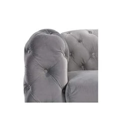 Morden Fort Modern Contemporary Accent Chair With Deep Button Tufting Dutch Velvet, Solid Wood Frame And Iron Legs-Silver Grey -Safavieh Furnitue Shop 31kl8gm3vYL