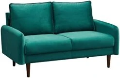 INSTORY Modern Sofa Set Velvet Sofa & Loveseat Set 2 Piece Tufted Couch Set With Wooden Legs For Living Room, Office - Space Blue -Safavieh Furnitue Shop 31la6B2DZZL. AC