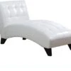 ACME Anna White Faux Leather Lounge Chaise