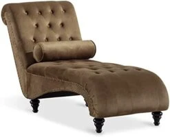 Paddie Velvet Button-Tufted Chaise Lounge Chair Leisure Sofa Chaise Chair W/Bolster Pillow, Nailhead Trim And Turned Legs For Indoor Living Room (Green) -Safavieh Furnitue Shop 31nZ9mYVqDL. AC