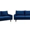 INSTORY Modern Sofa Set Velvet Sofa & Loveseat Set 2 Piece Tufted Couch Set With Wooden Legs For Living Room, Office - Space Blue