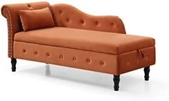 GENERIC Tufted Upholstered Velvet Rolled Arm Chaise Lounges Indoor Chair, Right Arm Facing Chaise Lounge With Nailhead Trim For Living Room Bedroom Office(White), 27.5D X 60.6W X 28.3H In -Safavieh Furnitue Shop 31oZKS81cRL. AC 1