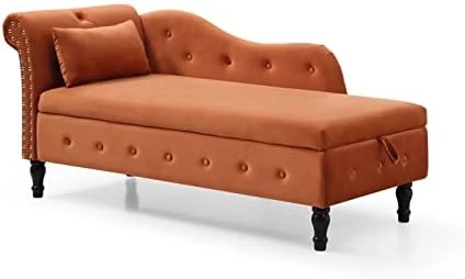 RARZOE Tufted Velvet Chaise Lounge Indoor With Storage, Upholstered Rolled Arm Chaise Lounges Indoor Chair, Right Arm Facing Chaise Lounge With Nailhead Trim For Living Room Bedroom Office,White 15 RARZOE Tufted Velvet Chaise Lounge Indoor With Storage, Upholstered Rolled Arm Chaise Lounges Indoor Chair, Right Arm Facing Chaise Lounge With Nailhead Trim For Living Room Bedroom Office,White - Image 15