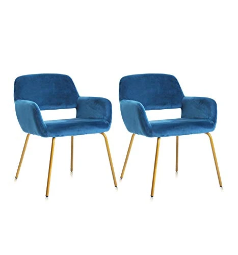 Novigo Accent Chair Living Room Chair With Solid Golden Metal Leg And Velvet Armrest Backrest Mid-Century Modern Chair For Waiting Room Bedroom Conference Set Of 2 Teal Blue 1 Novigo Accent Chair Living Room Chair With Solid Golden Metal Leg And Velvet Armrest Backrest Mid-Century Modern Chair For Waiting Room Bedroom Conference Set Of 2 Teal Blue
