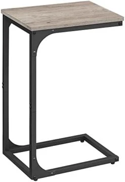 VASAGLE C-Shaped End Table, Small Side Table For Couch, Sofa Table With Metal Frame For Living Room, Bedroom, Bedside, Rustic Brown And Black -Safavieh Furnitue Shop 31pzdKsoLWL. AC