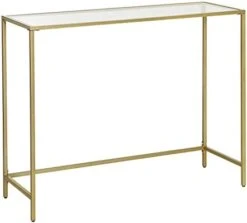 VASAGLE 39.4 Inches Console Table, Tempered Glass Sofa Table, Modern Entryway Table, Metal Frame, Easy To Assemble, Adjustable Feet, For Living Room, Hallway, Black ULGT026B01 -Safavieh Furnitue Shop 31rRAbzv1YL. AC