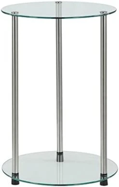 Convenience Concepts Designs2Go Classic Glass 2 Tier Round End Table, Glass , 15.75 In X 15.75 In X 24.41 In -Safavieh Furnitue Shop 31shacUBRoL. AC