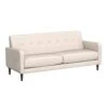 Mellow Adair Mid-Century Modern Loveseat/Sofa/Couch With Armrest Pockets, Tufted Linen Fabric, Ivory