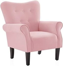 BELLEZE Modern Accent Chair Armchair For Living Room Or Bedroom With Wooden Legs, High Back Rest, Padded Armrest, And Comfortable Cushioned Seat - Allston (Pink) -Safavieh Furnitue Shop 31t9Cd77bkL. AC