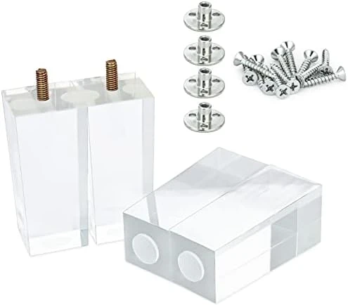 Ornavo Home Set Of 4 Square Mid-Century Modern 6 Inch Clear Acrylic Furniture Legs Replacement For Sofa, Couch, Armchair And Ottoman 6 Ornavo Home Set Of 4 Square Mid-Century Modern 6 Inch Clear Acrylic Furniture Legs Replacement For Sofa, Couch, Armchair And Ottoman - Image 6