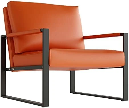 Recaceik Mid-Century Modern Leather Accent Chair, Upholstered PU Leather Chair, Lounge Living Room Chair With Metal Frame, Comfy Reading Armless Chair Home Furniture, Coffee 14 Recaceik Mid-Century Modern Leather Accent Chair, Upholstered PU Leather Chair, Lounge Living Room Chair With Metal Frame, Comfy Reading Armless Chair Home Furniture, Coffee - Image 14