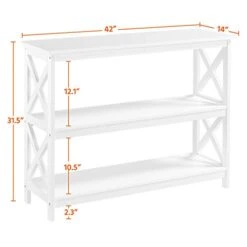 Topeakmart 42 Inch Long Console Sofa Table X Design Narrow Entryway Hallway Table W/ 3 Storage Shelves For Living Room, White -Safavieh Furnitue Shop 31vJyXMCjlL